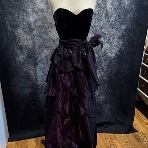 Vintage purple velvet sweetheart layered taffeta dress prom ballgown